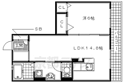 京阪宇治線 木幡駅 徒歩8分の賃貸アパート 3階1LDKの間取り