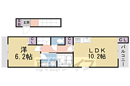 プリマヴェール　Ｍ 2階1LDKの間取り