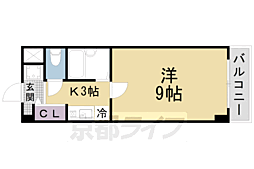 ソルフィー山科 2階1Kの間取り