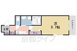 キューポスメゾン 2階1Kの間取り