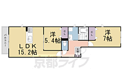 ローゼ八坂 201 2階2LDKの間取り
