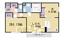 エスポワール瀬田 3階2LDKの間取り