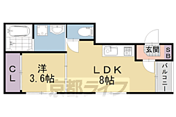 ハーモニーテラス藤森 1階1LDKの間取り