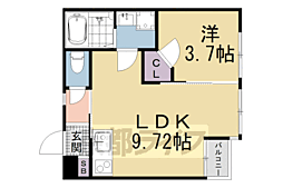 京都地下鉄東西線 六地蔵駅 徒歩3分の賃貸マンション 2階1LDKの間取り