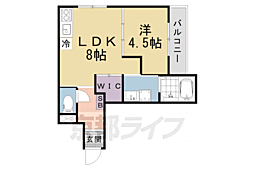 ＴＨＥ　ＲＥＳＩＤＥＮＣＥ　ＫＹＯＴＯ　ＨＩＧＡＳＩＮＯ 203 2階1LDKの間取り
