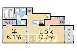 ラズリ 102 1階1LDKの間取り