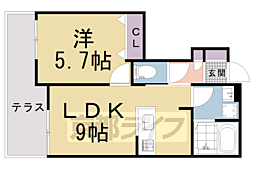 カーサ紙屋川 1LDKの間取図画像