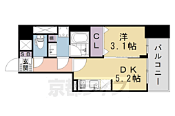 アスヴェル京都西大路SOUTH 1DKの間取図画像