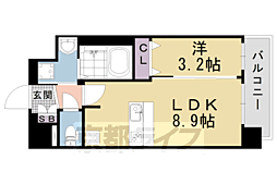 プレサンスTHEKYOTO粋都 1LDKの間取図画像