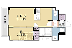 エクラージュ御池 1LDKの間取図画像