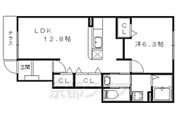ソレアード・山階 1LDKの間取図画像
