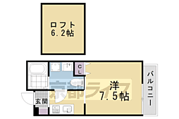 attrice大将軍 1Kの間取図画像