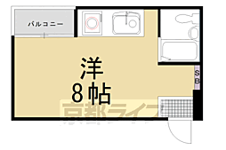 桂グランドハイツ ワンルームの間取図画像