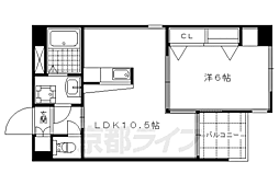 サンクラージュ山科三条 1LDKの間取図画像