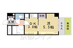 ライオンズマンション五条大宮第2 1DKの間取図画像