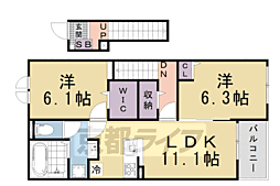 ヒカルサ仰木の里II 2LDKの間取図画像
