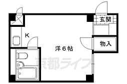猪熊ハイツ ワンルームの間取図画像