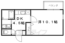 マーベラス椥辻 1DKの間取図画像