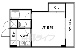 リビエール藤尾 1Kの間取図画像