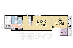 GARNETRESIDENCE聖護院1 1LDKの間取図画像