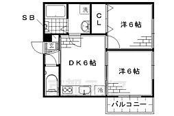 noa墨染 2DKの間取図画像