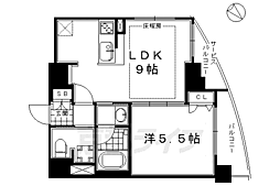 エステムプラザ京都河原町通2レジデンシャル 1LDKの間取図画像