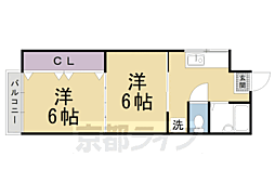 プルミエール東山二条 2Kの間取図画像