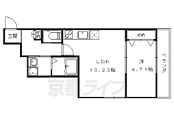クオーレ2納所 1LDKの間取図画像