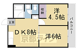 サンシャインコーポ新宮 2DKの間取図画像