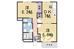 モンターニュ 2DKの間取図画像