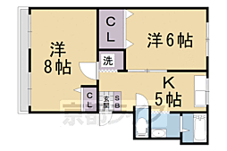 シティハイム桂 2DKの間取図画像