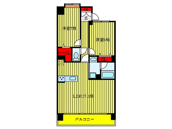 東京都足立区新田3丁目(賃貸マンション2LDK・11階・67.23㎡)の写真 その2