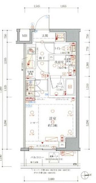 クレヴィスタ浮間舟渡 206｜東京都板橋区舟渡3丁目(賃貸マンション1K・2階・25.50㎡)の写真 その2