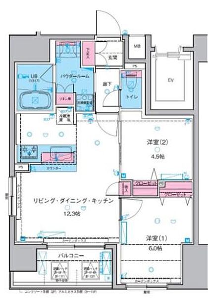 ジェノヴィア浅草IIスカイガーデン 1106｜東京都台東区千束3丁目(賃貸マンション2LDK・11階・53.35㎡)の写真 その2