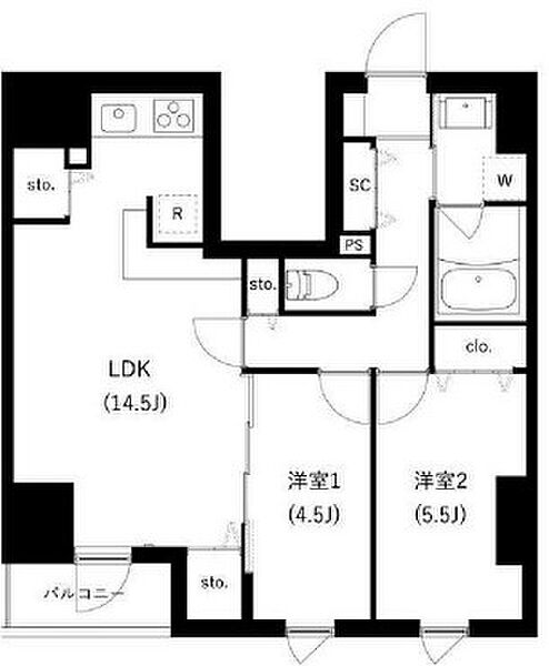 ＷＨＡＲＦ駒込 1202｜東京都北区西ケ原1丁目(賃貸マンション2LDK・12階・56.32㎡)の写真 その2