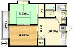 第2野崎コーポ 2DKの間取図画像