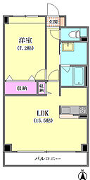 メイプルリーフ中溝 1LDKの間取図画像