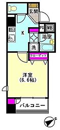 SPACIA目黒不動前 1Kの間取図画像