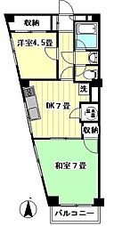 ジュウエル下落合 2DKの間取図画像
