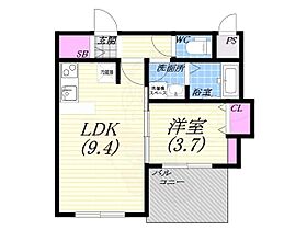 スプランディッド甲子園  ｜ 兵庫県西宮市甲子園浜田町（賃貸マンション1LDK・2階・34.89㎡） その2