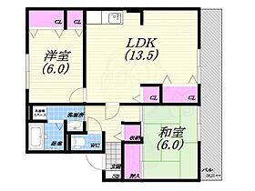 プレステージ芦屋Ｄ棟  ｜ 兵庫県芦屋市大東町（賃貸アパート2LDK・1階・62.70㎡） その2