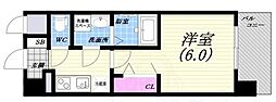 クレアグレイス岸里 7階1Kの間取り