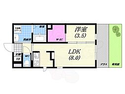 月かげ荘 1階1LDKの間取り
