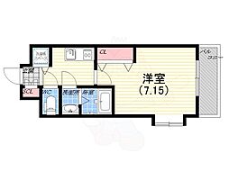 Luxe東灘 3階1Kの間取り