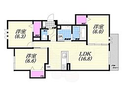 アンバーキューブ 3LDKの間取図画像