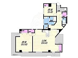 芦屋ニューコーポ 2LDKの間取図画像