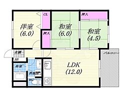 リョウジュ名次 3LDKの間取図画像