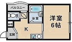 ワンフラーリッシュ西宮 1Kの間取図画像