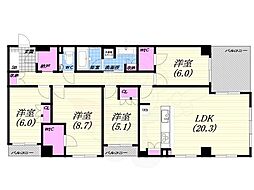 パークシュロス芦屋 4LDKの間取図画像