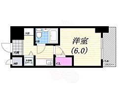 エスリード西宮 1Kの間取図画像